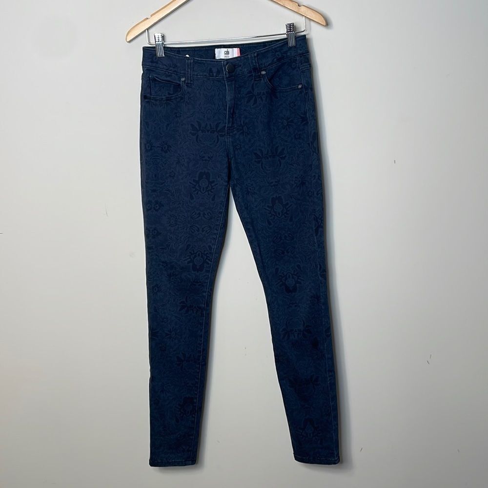 Cabi Lace Print Skinny Curvy Stretch Jeans Size 4